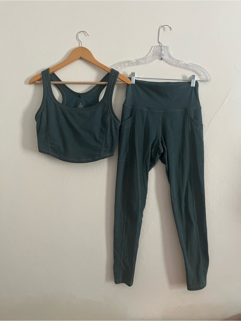 Prana Women’s Ribbed Blue Matching Set Tank Top Leggings Yoga Workout S